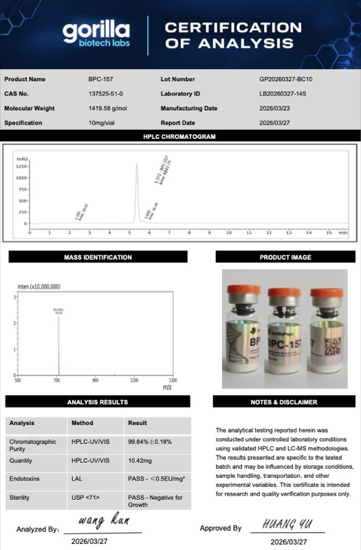 BPC-157 Certificate of Analysis