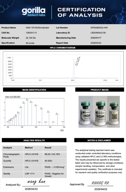 HGH 191AA/Somatropin Certificate of Analysis